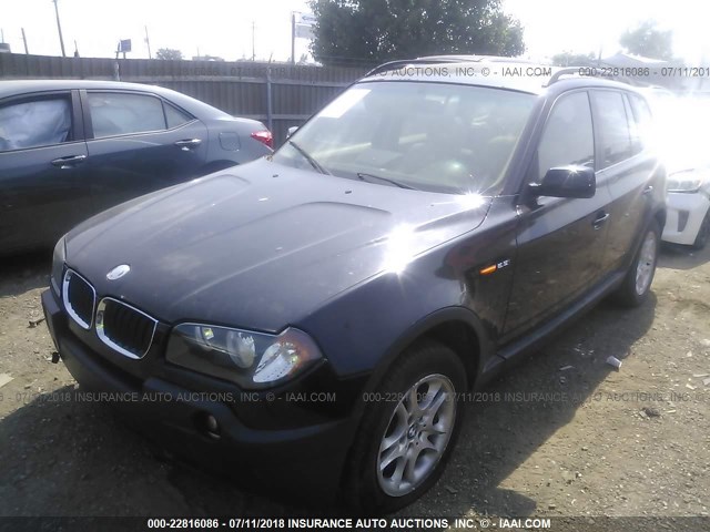 WBXPA73405WC46415 - 2005 BMW X3 2.5I BLACK photo 2