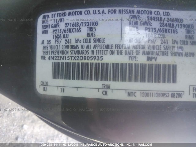 4N2ZN15TX2D805935 - 2002 NISSAN QUEST GXE GREEN photo 9