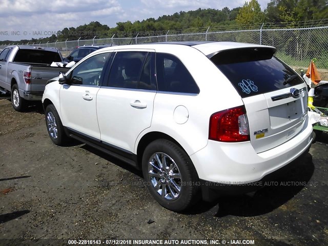 2FMDK3K94EBB10432 - 2014 FORD EDGE LIMITED WHITE photo 3