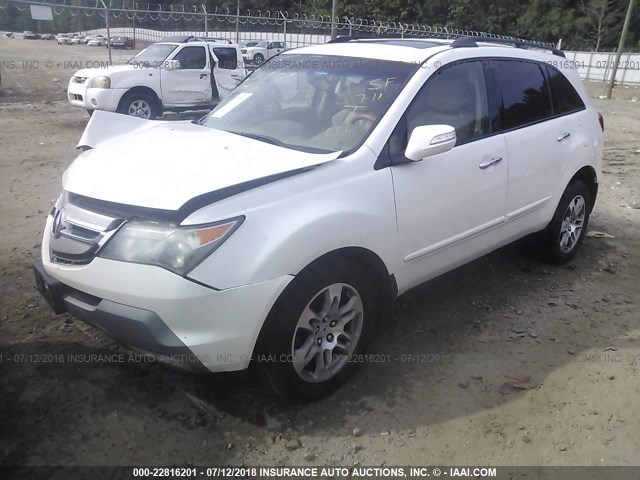 2HNYD284X8H526308 - 2008 ACURA MDX TECHNOLOGY WHITE photo 2