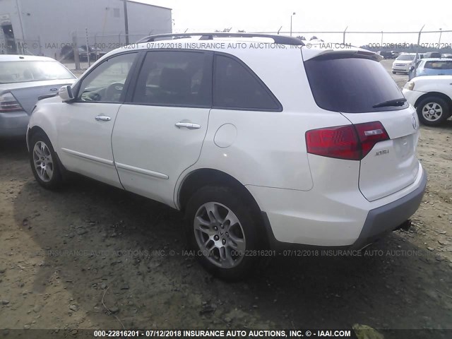 2HNYD284X8H526308 - 2008 ACURA MDX TECHNOLOGY WHITE photo 3