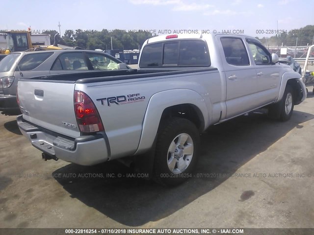 5TEMU52N88Z506392 - 2008 TOYOTA TACOMA DOUBLE CAB LONG BED SILVER photo 4