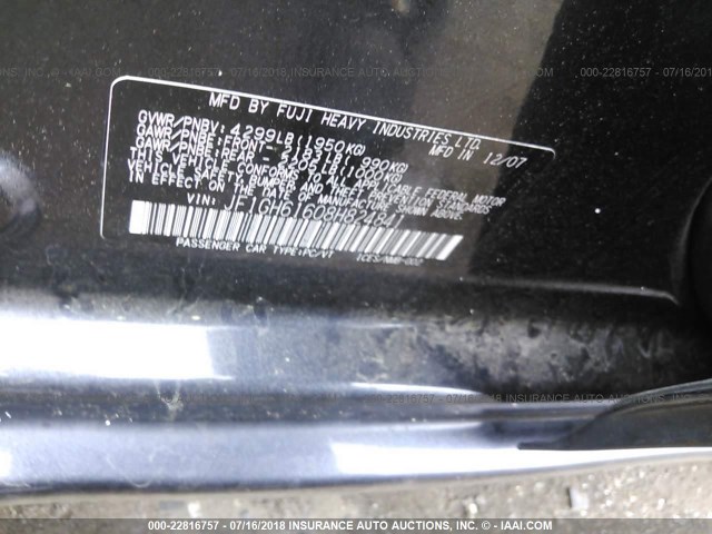 JF1GH61608H824841 - 2008 SUBARU IMPREZA 2.5I GRAY photo 9