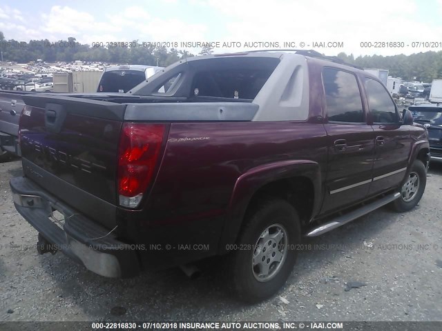 3GNEC12Z15G196202 - 2005 CHEVROLET AVALANCHE C1500 MAROON photo 4