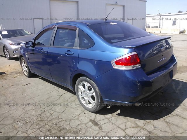 1FAHP35N78W134183 - 2008 FORD FOCUS SE/SEL/SES BLUE photo 3