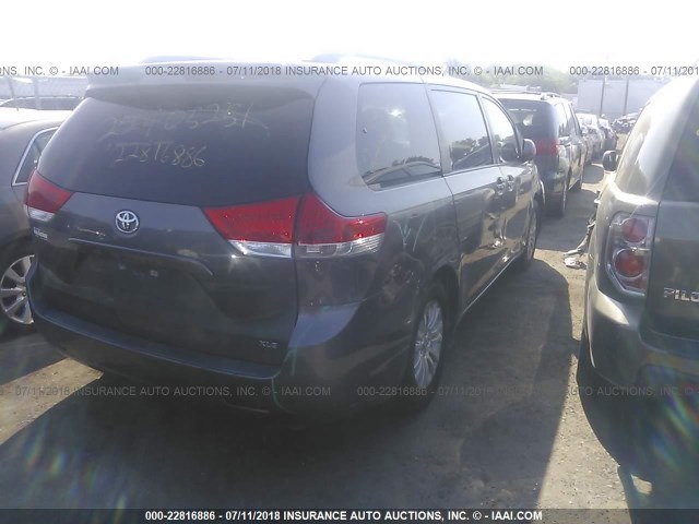 5TDYK3DC5BS130813 - 2011 TOYOTA SIENNA XLE/LIMITED GRAY photo 4