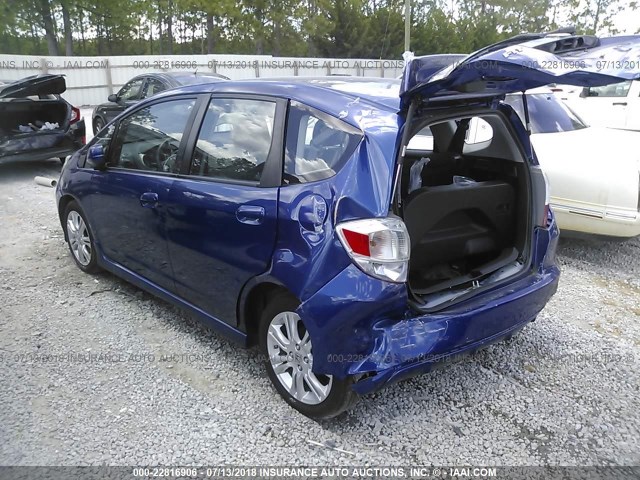 JHMGE8H46AC016854 - 2010 HONDA FIT SPORT BLUE photo 3