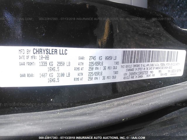 2A8HR54159R567535 - 2009 CHRYSLER TOWN & COUNTRY TOURING BLACK photo 9