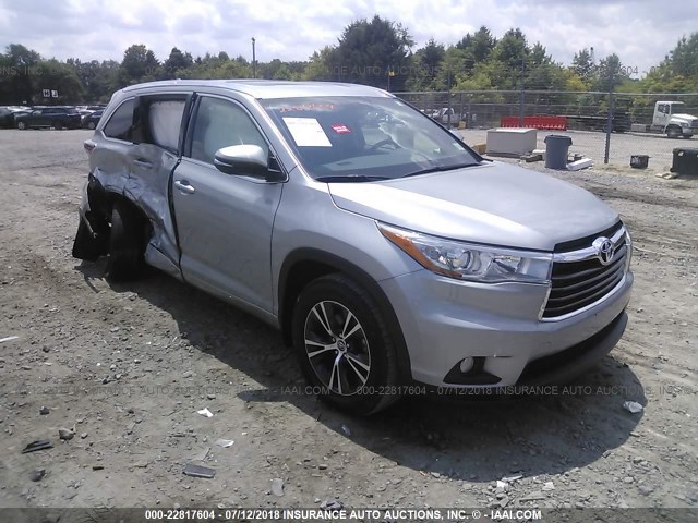 5TDJKRFH0GS263340 - 2016 TOYOTA HIGHLANDER XLE Сріблястий фото 1