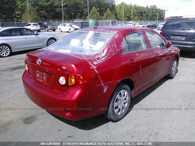 1NXBU4EE0AZ310874 - 2010 TOYOTA COROLLA S/LE/XLE RED photo 4