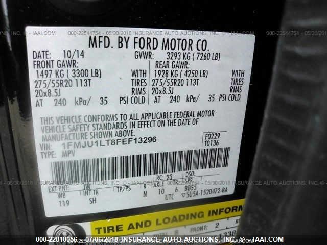 1FMJU1LT8FEF13296 - 2015 FORD EXPEDITION PLATINUM Unknown photo 9