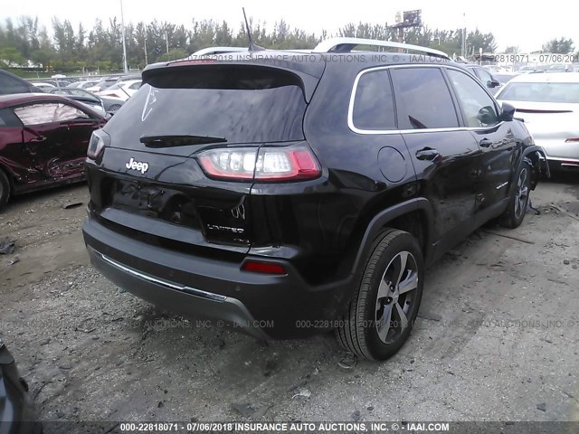 1C4PJLDB7KD154080 - 2019 JEEP CHEROKEE BLACK photo 4