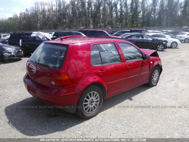 9BWGL61J444012057 - 2004 VOLKSWAGEN GOLF GLS RED photo 4