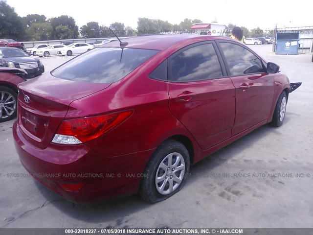 KMHCT4AE6DU523314 - 2013 HYUNDAI ACCENT GLS/GS RED photo 4