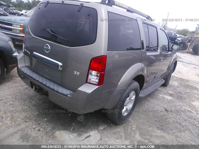 5N1AR18U36C620156 - 2006 NISSAN PATHFINDER LE/SE/XE TAN photo 4