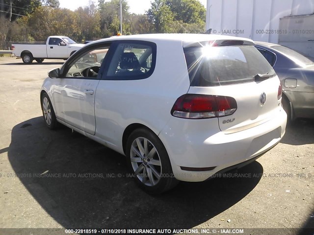 WVWMM7AJ4CW294168 - 2012 VOLKSWAGEN GOLF 白色 照片 3