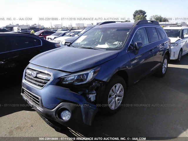 4S4BSAFC2J3320927 - 2018 SUBARU OUTBACK 2.5I PREMIUM BLUE photo 2