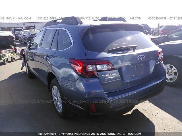 4S4BSAFC2J3320927 - 2018 SUBARU OUTBACK 2.5I PREMIUM BLUE photo 3