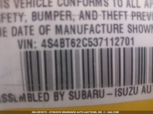 4S4BT62C537112701 - 2003 SUBARU BAJA SPORT YELLOW photo 9