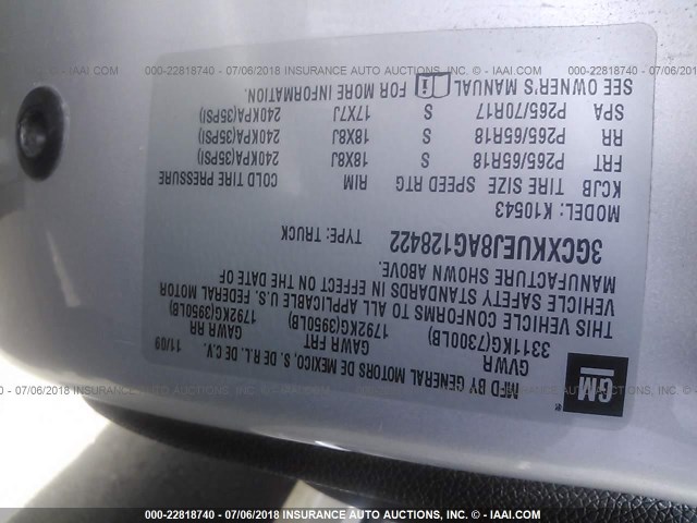 3GCXKUEJ8AG128422 - 2010 CHEVROLET SILVERADO K1500 HYBRID SILVER photo 9