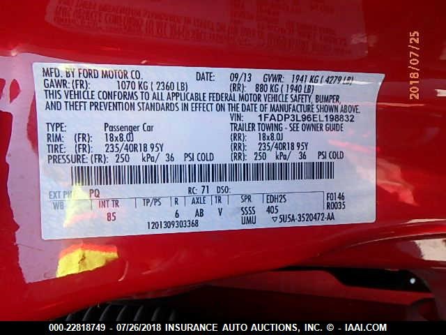 1FADP3L96EL198832 - 2014 FORD FOCUS ST RED photo 9