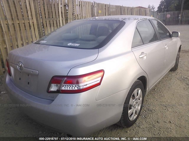 JTNBF3EK3A3000265 - 2010 TOYOTA CAMRY SE/LE/XLE SILVER photo 4