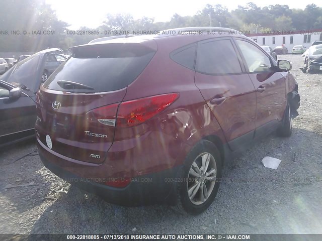 KM8JUCAC2CU335661 - 2012 HYUNDAI TUCSON GLS/LIMITED 红色 照片 4