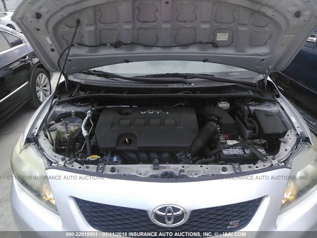 1NXBU4EE2AZ241007 - 2010 TOYOTA COROLLA S/LE/XLE SILVER photo 10