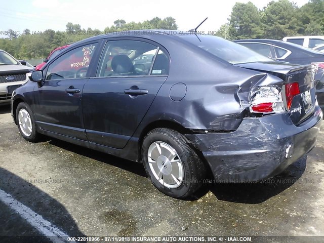 JHMFA36298S001292 - 2008 HONDA CIVIC HYBRID BLUE photo 3