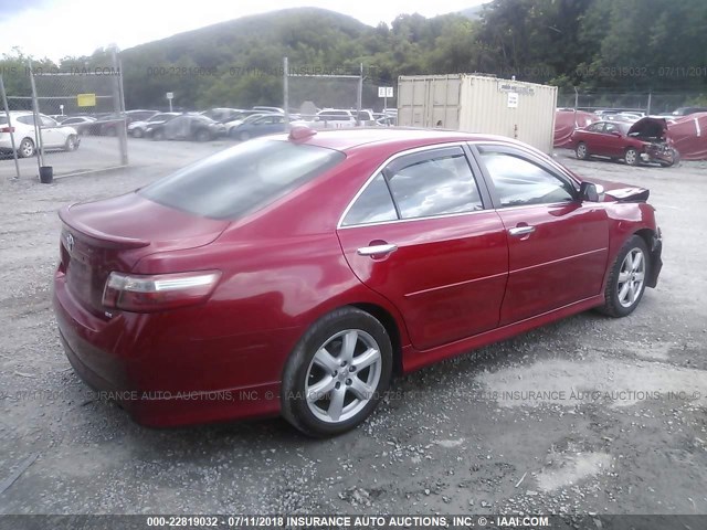 4T1BE46K27U106135 - 2007 TOYOTA CAMRY NEW GENERAT CE/LE/XLE/SE RED photo 4