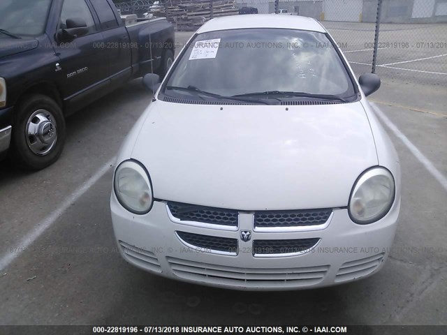 1B3ES26C75D111983 - 2005 DODGE NEON SE WHITE photo 6