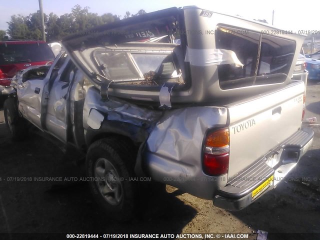 5TEHN72N72Z126588 - 2002 TOYOTA TACOMA DOUBLE CAB ვერცხლისფერი ფოტო 3