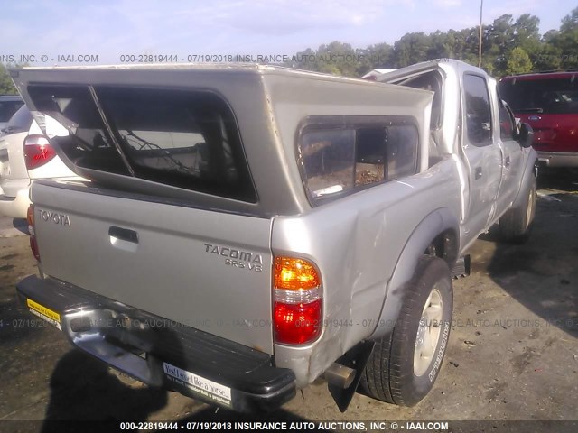 5TEHN72N72Z126588 - 2002 TOYOTA TACOMA DOUBLE CAB SILVER photo 4