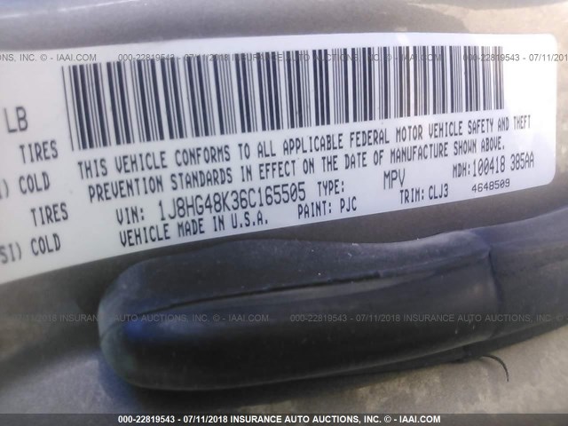 1J8HG48K36C165505 - 2006 JEEP COMMANDER BEIGE photo 9