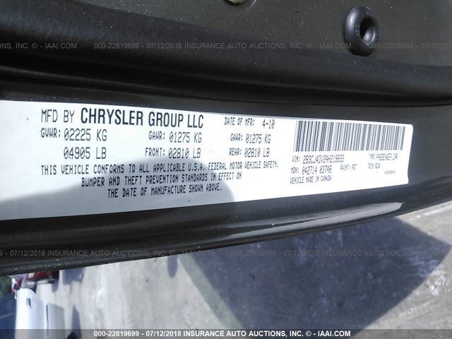 2B3CJ4DV2AH219693 - 2010 DODGE CHALLENGER SE GRAY photo 9