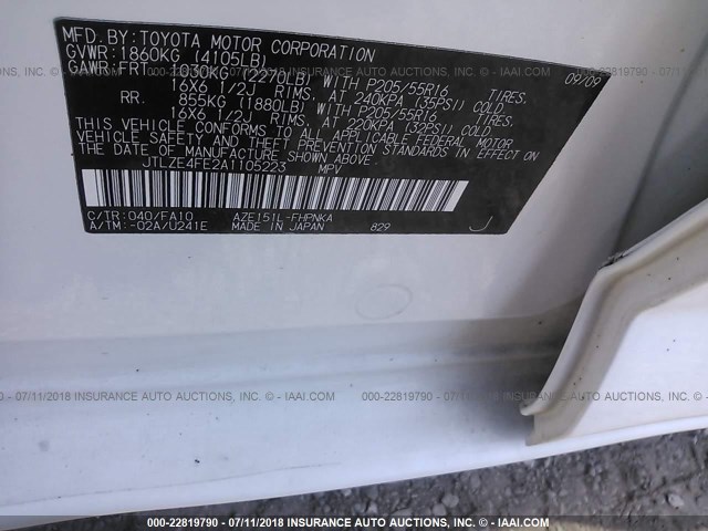 JTLZE4FE2A1105223 - 2010 TOYOTA SCION XB Ağ foto 9