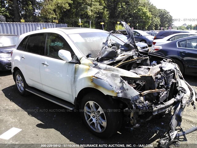 2HNYD28609H509956 - 2009 ACURA MDX TECHNOLOGY WHITE photo 1