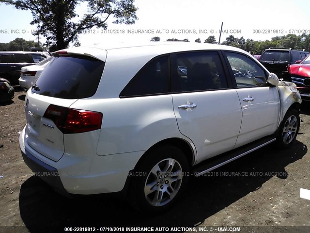 2HNYD28609H509956 - 2009 ACURA MDX TECHNOLOGY WHITE photo 4