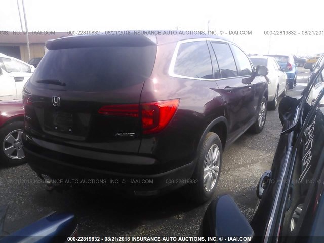 5FNYF6H1XGB036940 - 2016 HONDA PILOT LX MAROON photo 4