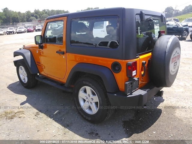 1C4AJWAG9CL279600 - 2012 JEEP WRANGLER SPORT 橙色 照片 3