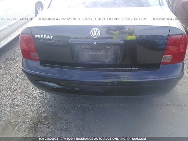 WVWMA63B5XE449265 - 1999 VOLKSWAGEN PASSAT GLS BLACK photo 6