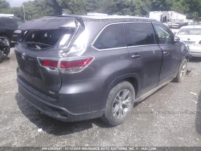 5TDKKRFH8ES022806 - 2014 TOYOTA HIGHLANDER XLE ნაცრისფერი ფოტო 4