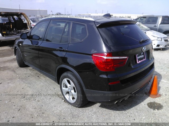 5UXWX5C52BL707756 - 2011 BMW X3 XDRIVE28I BLACK photo 3