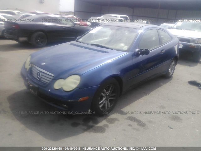 WDBRN40J43A423685 - 2003 MERCEDES-BENZ C 230K SPORT COUPE BLUE photo 2