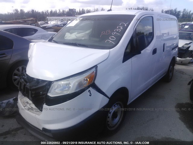 3N63M0ZN6FK709322 - 2015 CHEVROLET CITY EXPRESS LT WHITE photo 2