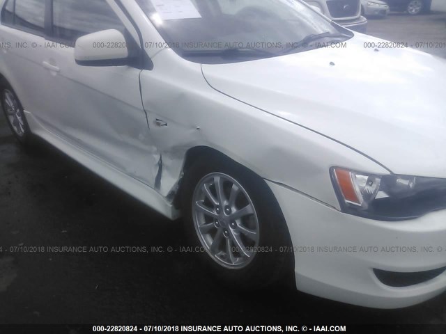 JA32X2HU3BU042566 - 2011 MITSUBISHI LANCER ES/ES SPORT WHITE photo 6