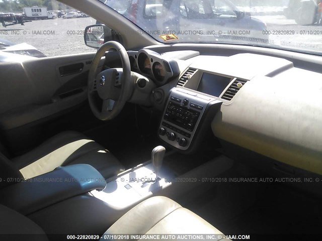 JN8AZ08W45W425619 - 2005 NISSAN MURANO SL/SE/S GRAY photo 5