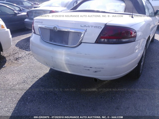 1C3EL65R24N214542 - 2004 CHRYSLER SEBRING LIMITED WHITE photo 6