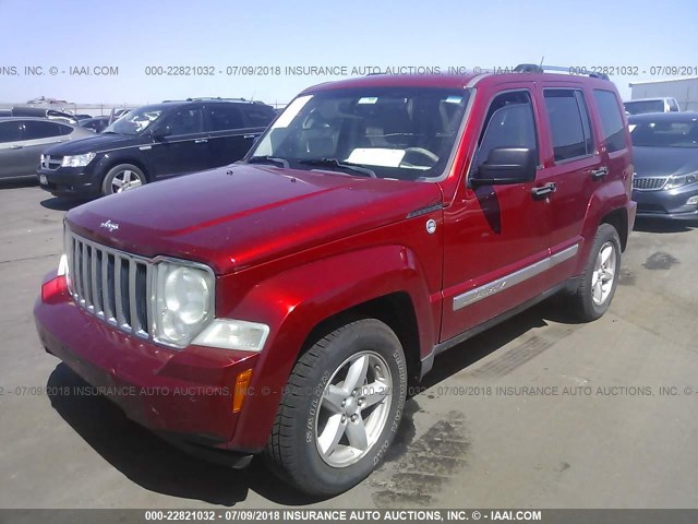 1J8GN58K08W182545 - 2008 JEEP LIBERTY LIMITED RED photo 2