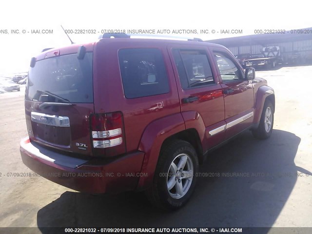 1J8GN58K08W182545 - 2008 JEEP LIBERTY LIMITED RED photo 4